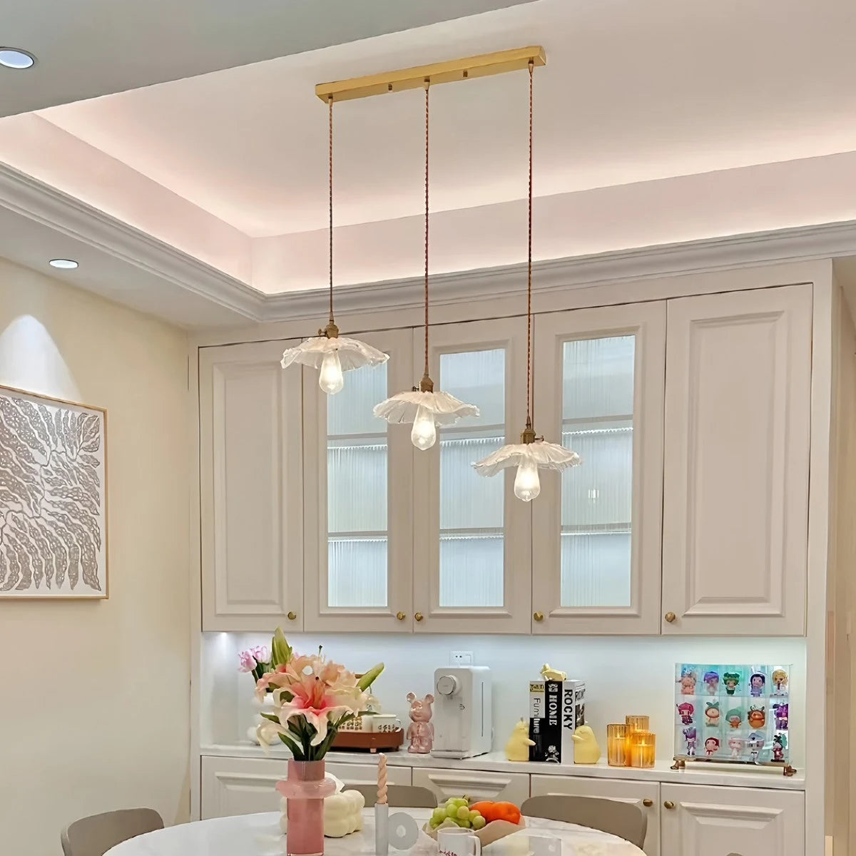 Antizer European Style Copper Glass Ceiling Lamp-J
