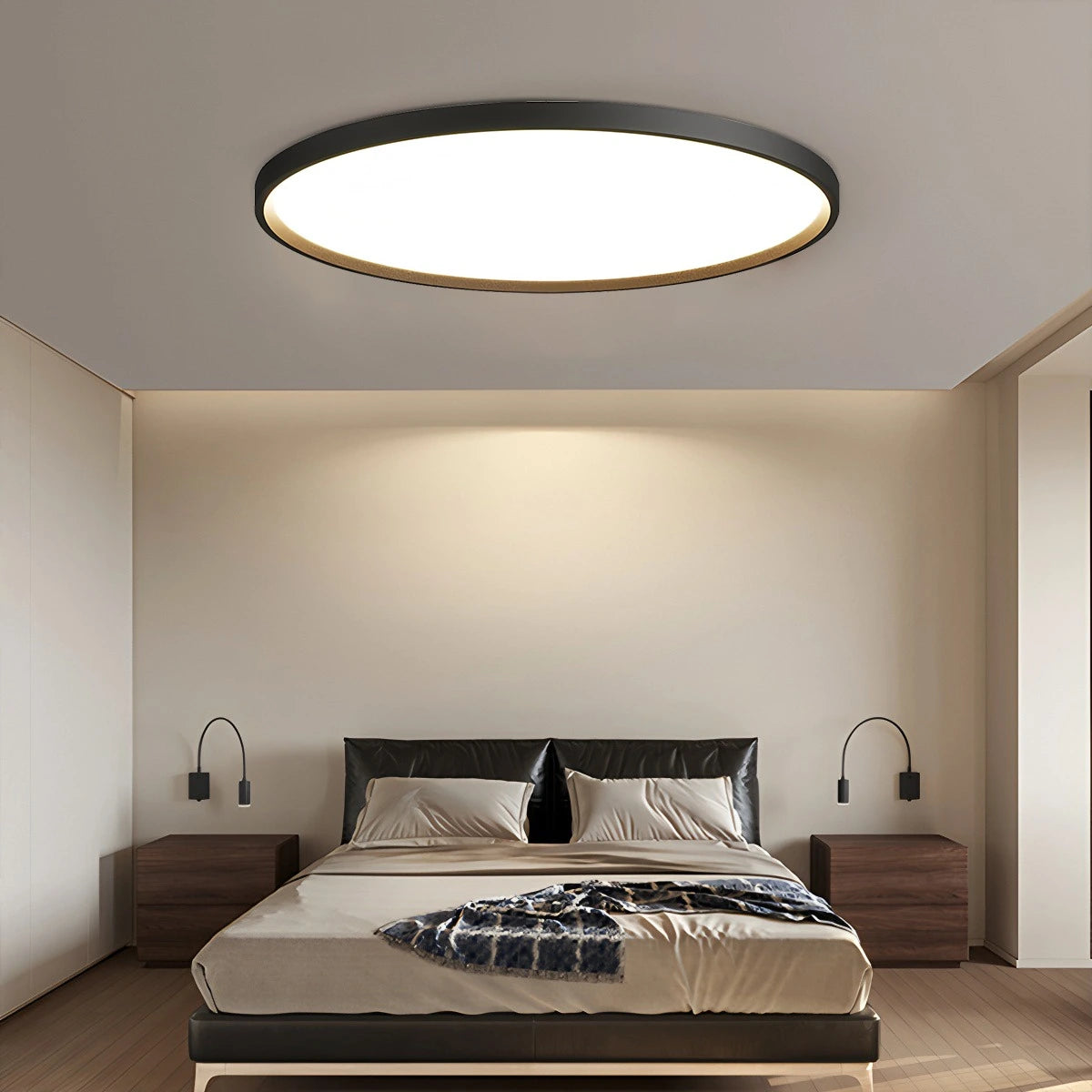 Antizer Flat Round Flush Mount Ceiling Light for Bedroom