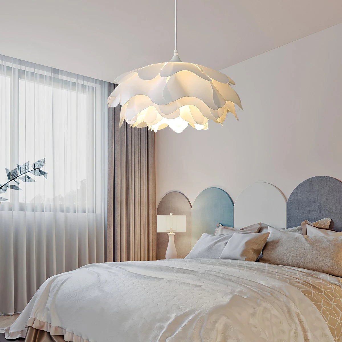 Antizer Flower Shaped White Pendant Lamp for Bedroom