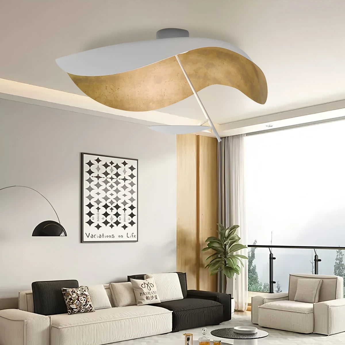 Antizer Sculptural Waveform Ceiling Light for Living Room