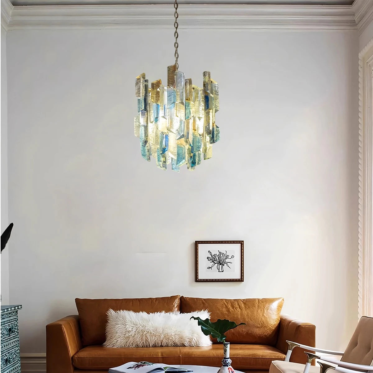 Antizer French Retro Ice Edged Glass Pendant Light