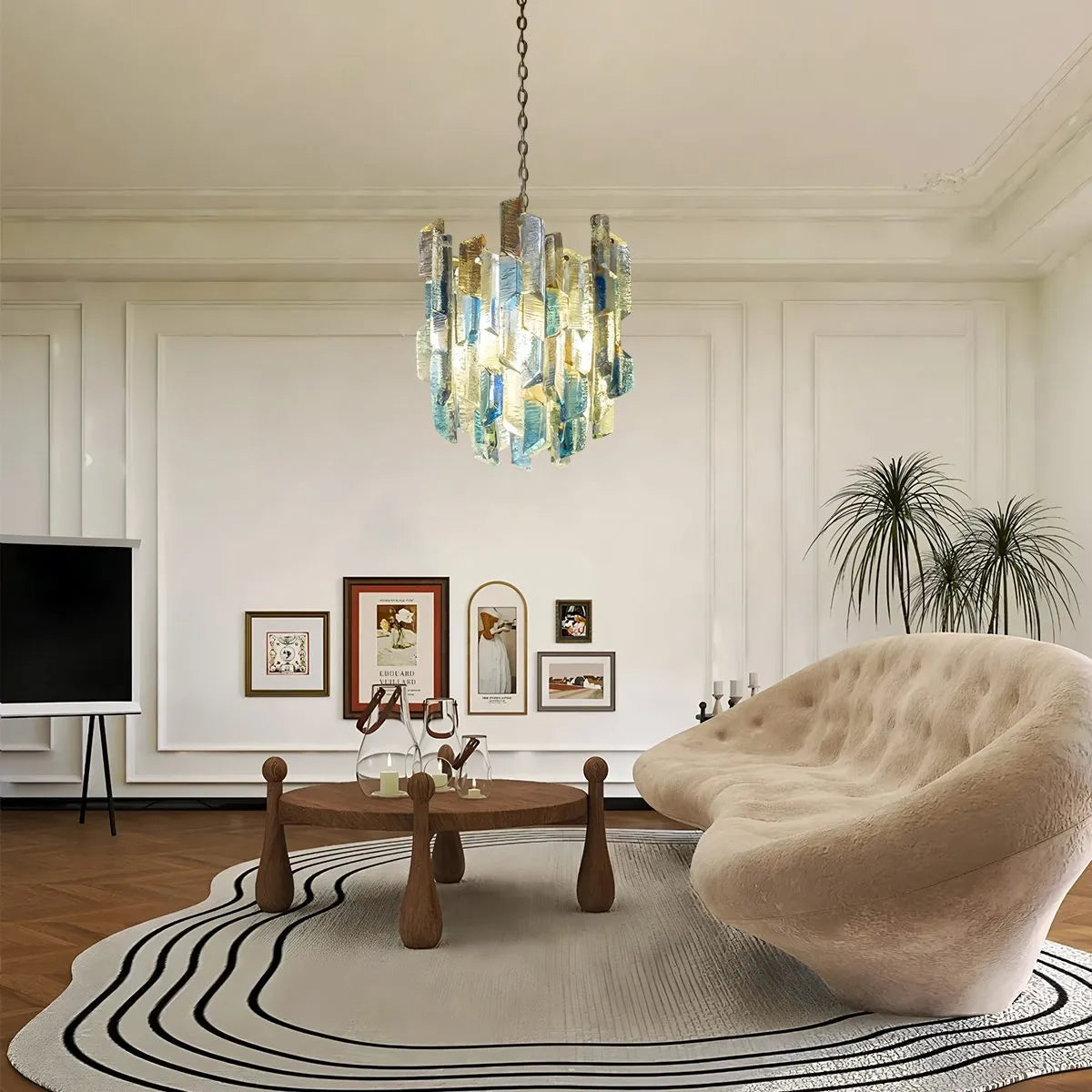 Antizer French Retro Ice Edged Glass Pendant Light