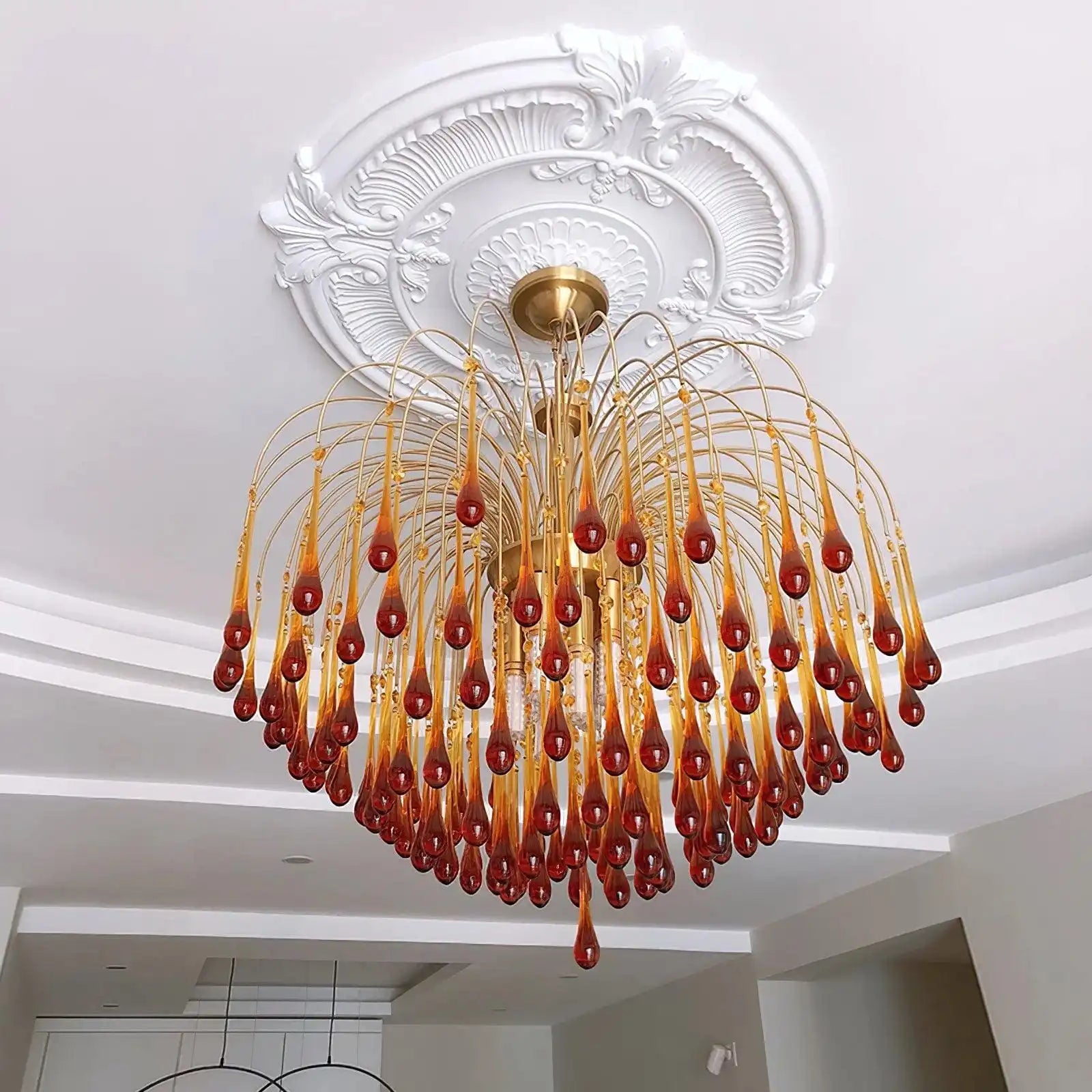 Antizer French Retro Water Drop Glass Chandelier