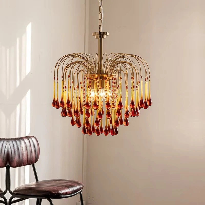 Antizer French Retro Water Drop Glass Chandelier