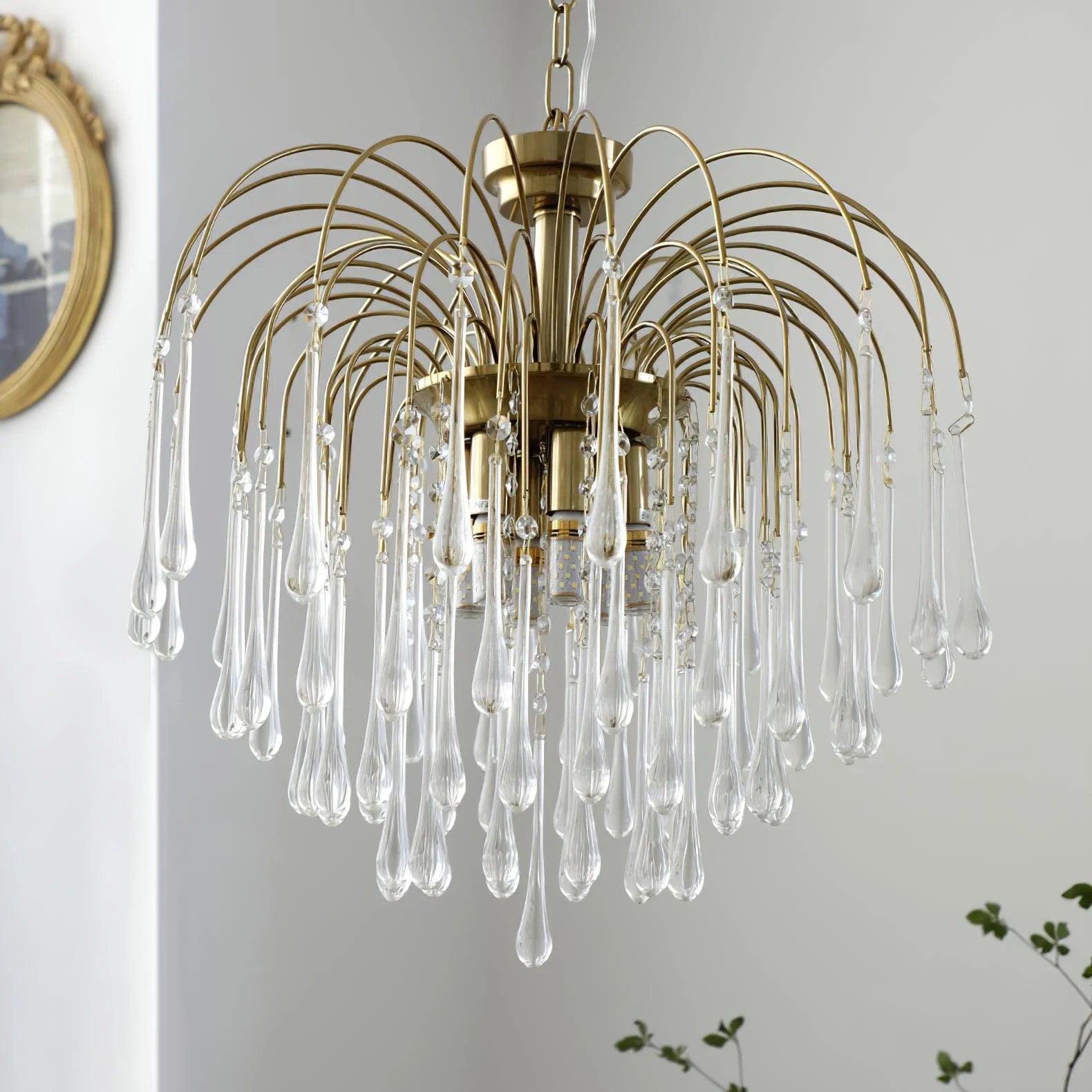 Antizer French Retro Water Drop Glass Chandelier