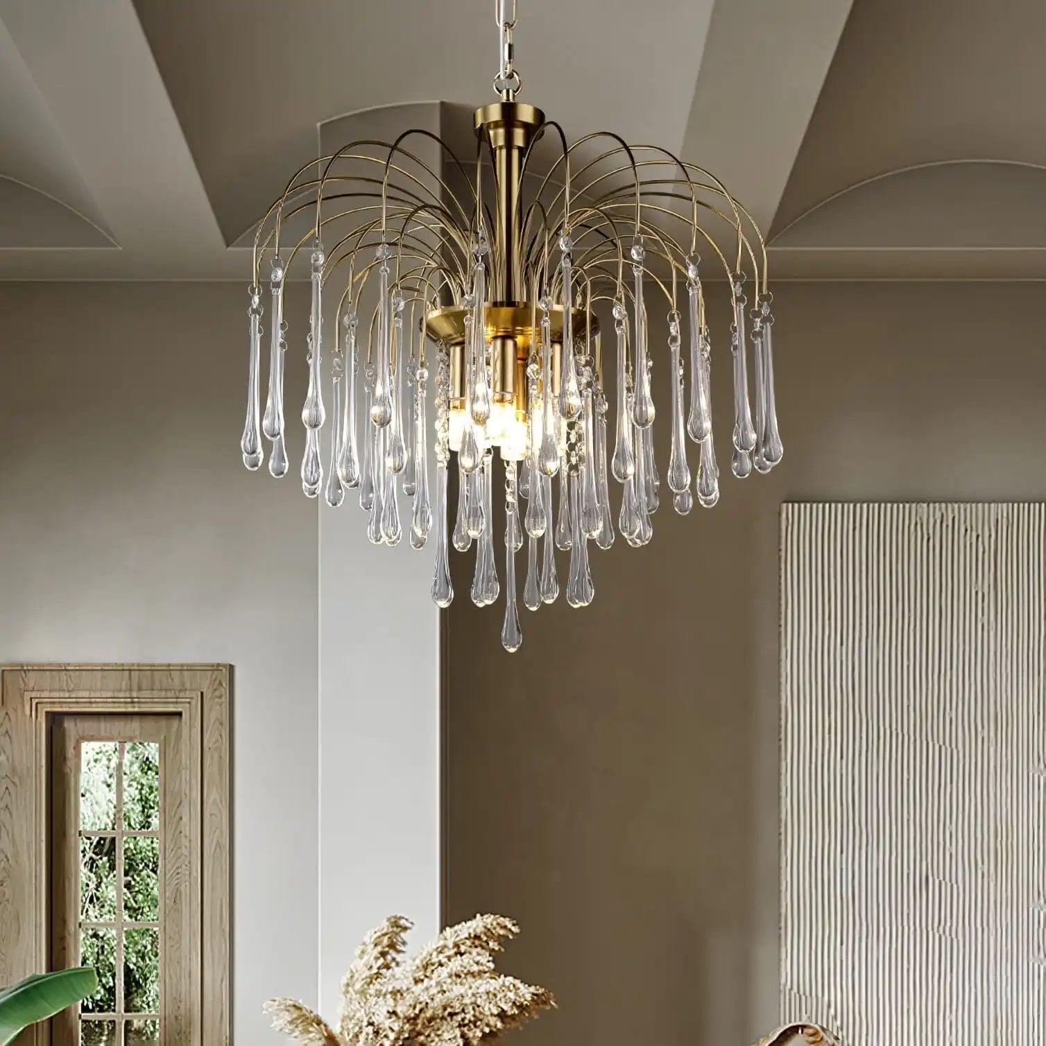 Antizer French Retro Water Drop Glass Chandelier