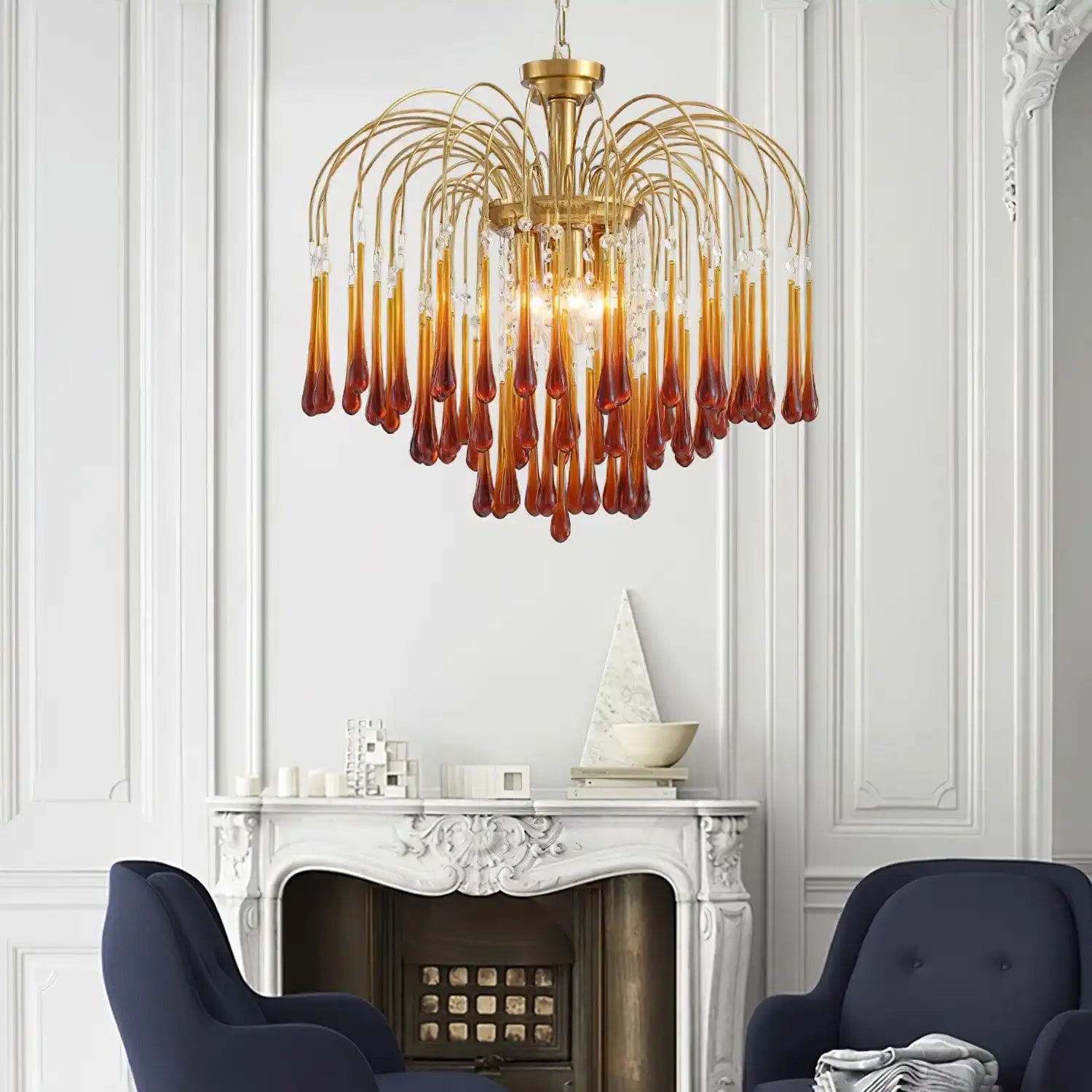 Antizer French Retro Water Drop Glass Chandelier