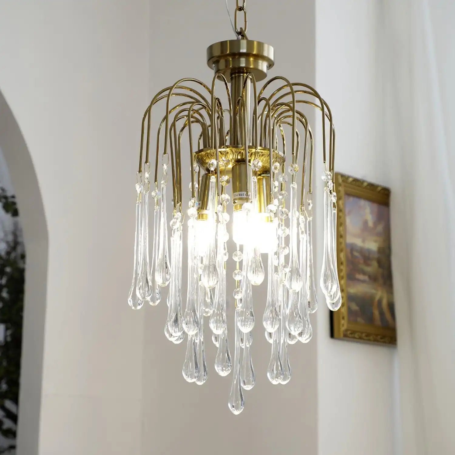 Antizer French Retro Water Drop Glass Chandelier