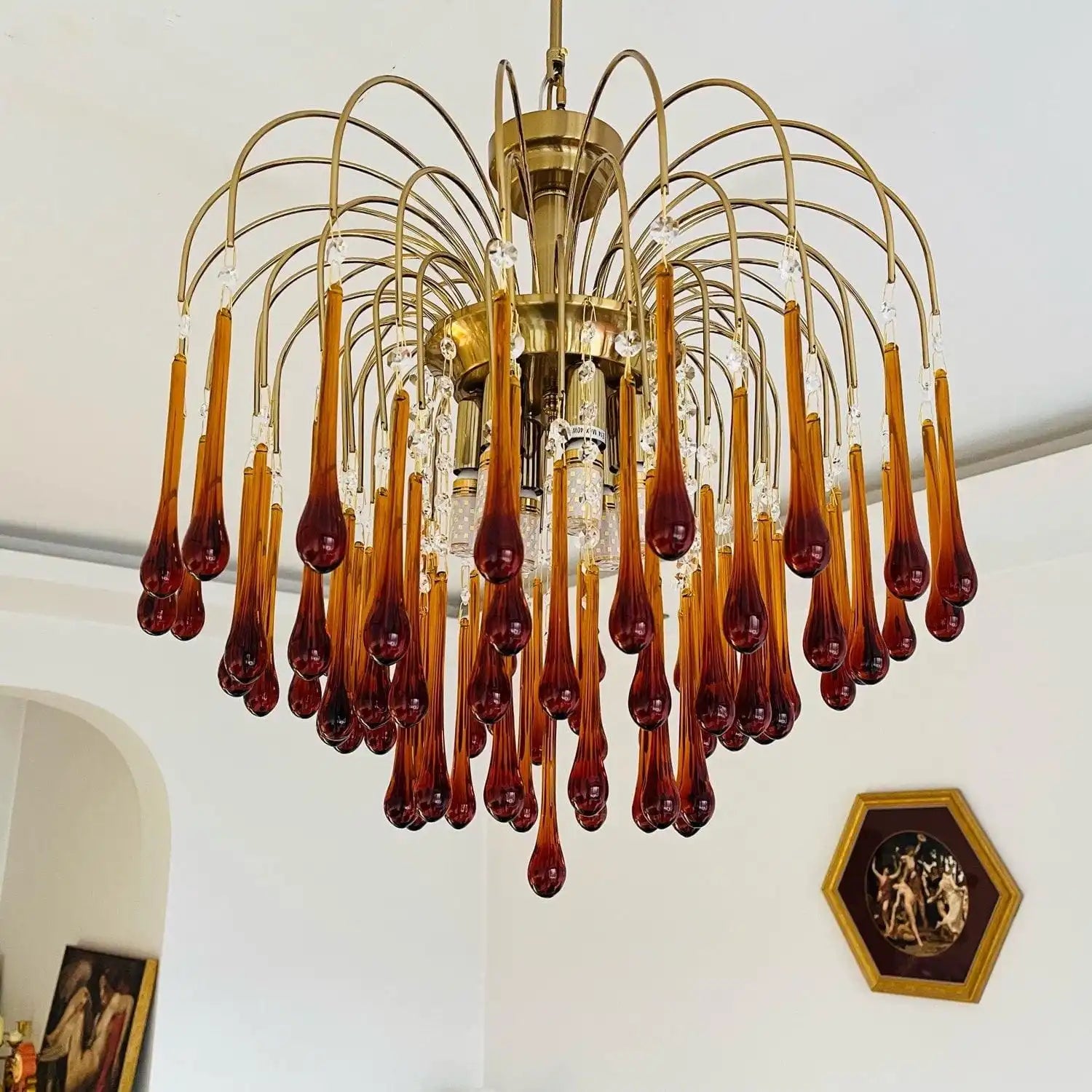 Antizer French Retro Water Drop Glass Chandelier