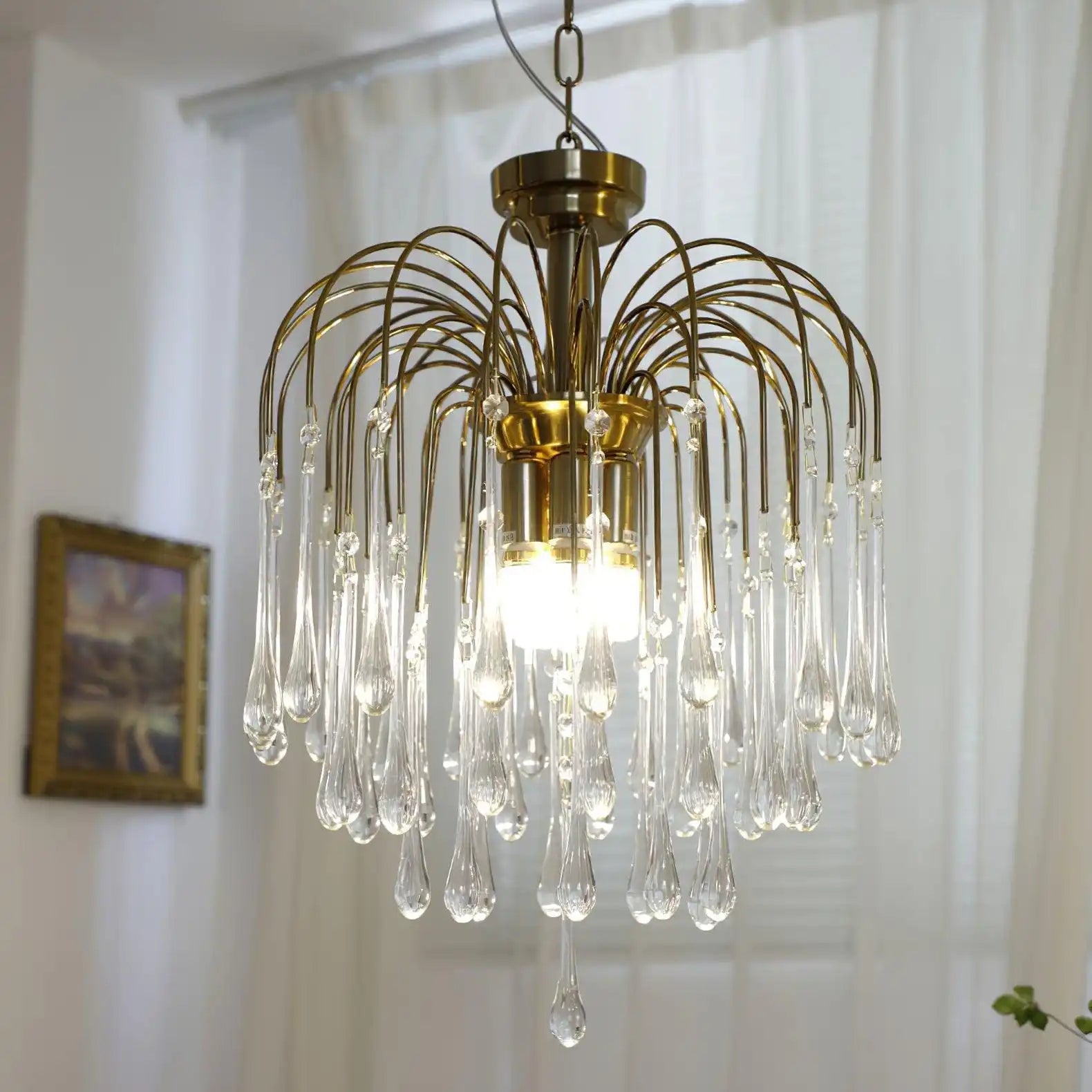 Antizer French Retro Water Drop Glass Chandelier