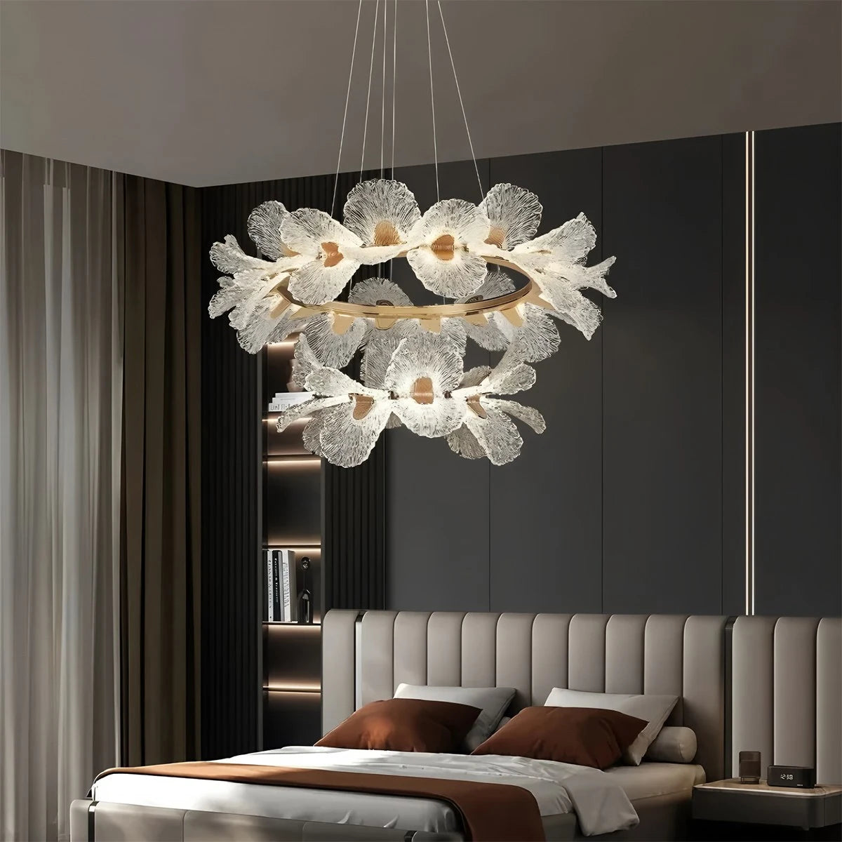 Antizer French Style Light Luxury Flower Chandelier 2 Layers
