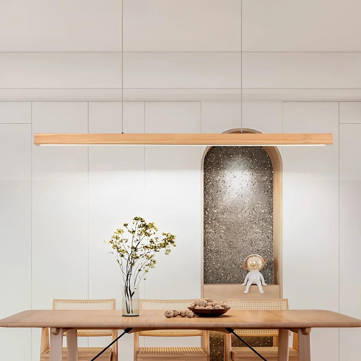 Antizer Fulbert Linear Wooden Pendant Light for Kitchen