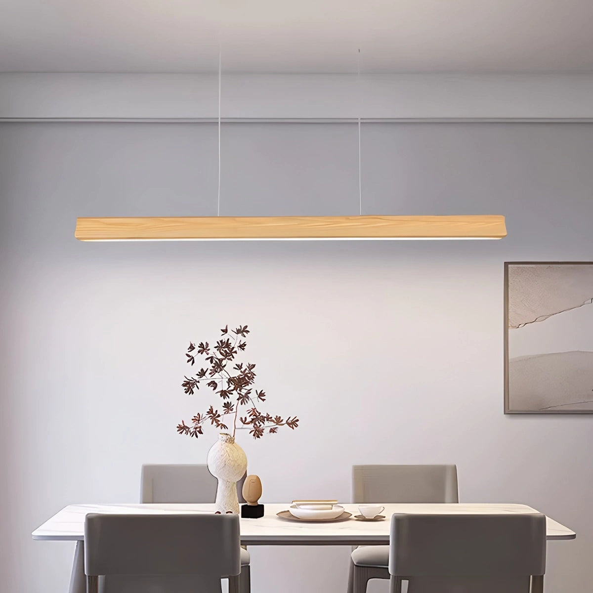 Antizer Fulbert Linear Wooden Pendant Light for Kitchen
