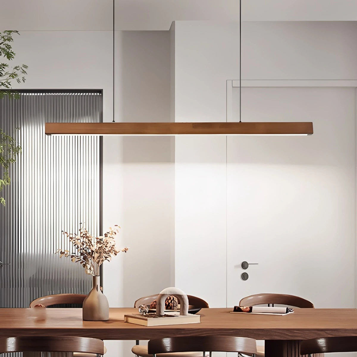 Antizer Fulbert Linear Wooden Pendant Light for Kitchen