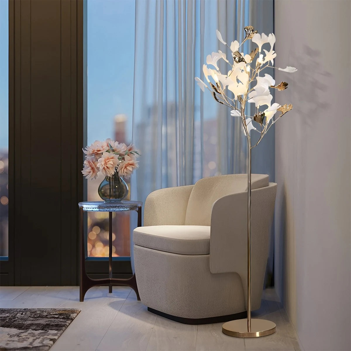 Antizer Ginkgo Leaf Floor Lamp for Living Room