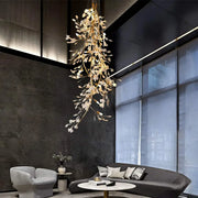 Antizer Ginkgo Long Branch Chandelier for High Ceiling