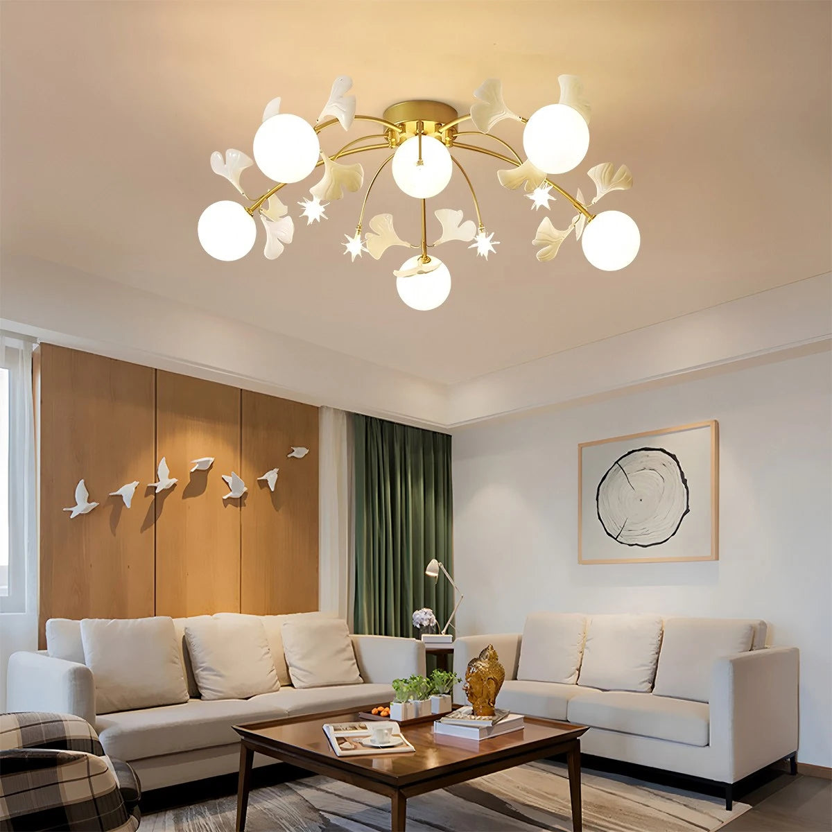 Antizer Ginkgo Glass Ceiling Lamp for Living Room