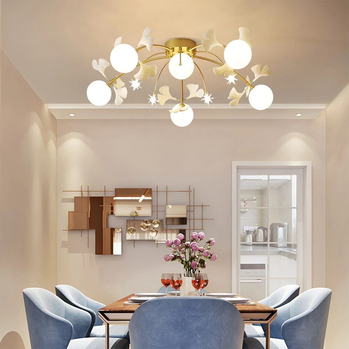 Antizer Ginkgo Glass Ceiling Lamp for Living Room