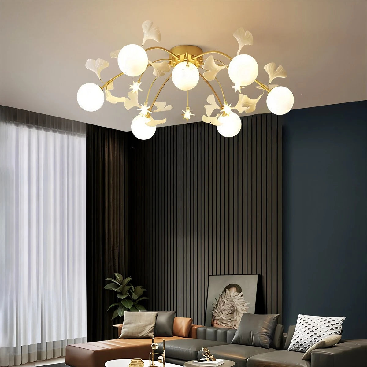 Antizer Ginkgo Glass Ceiling Lamp for Living Room