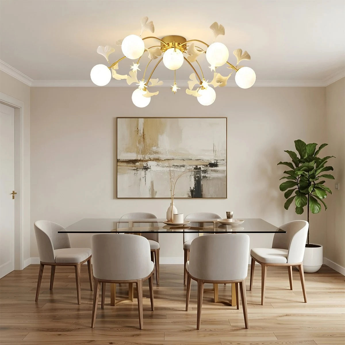 Antizer Ginkgo Glass Ceiling Lamp for Living Room