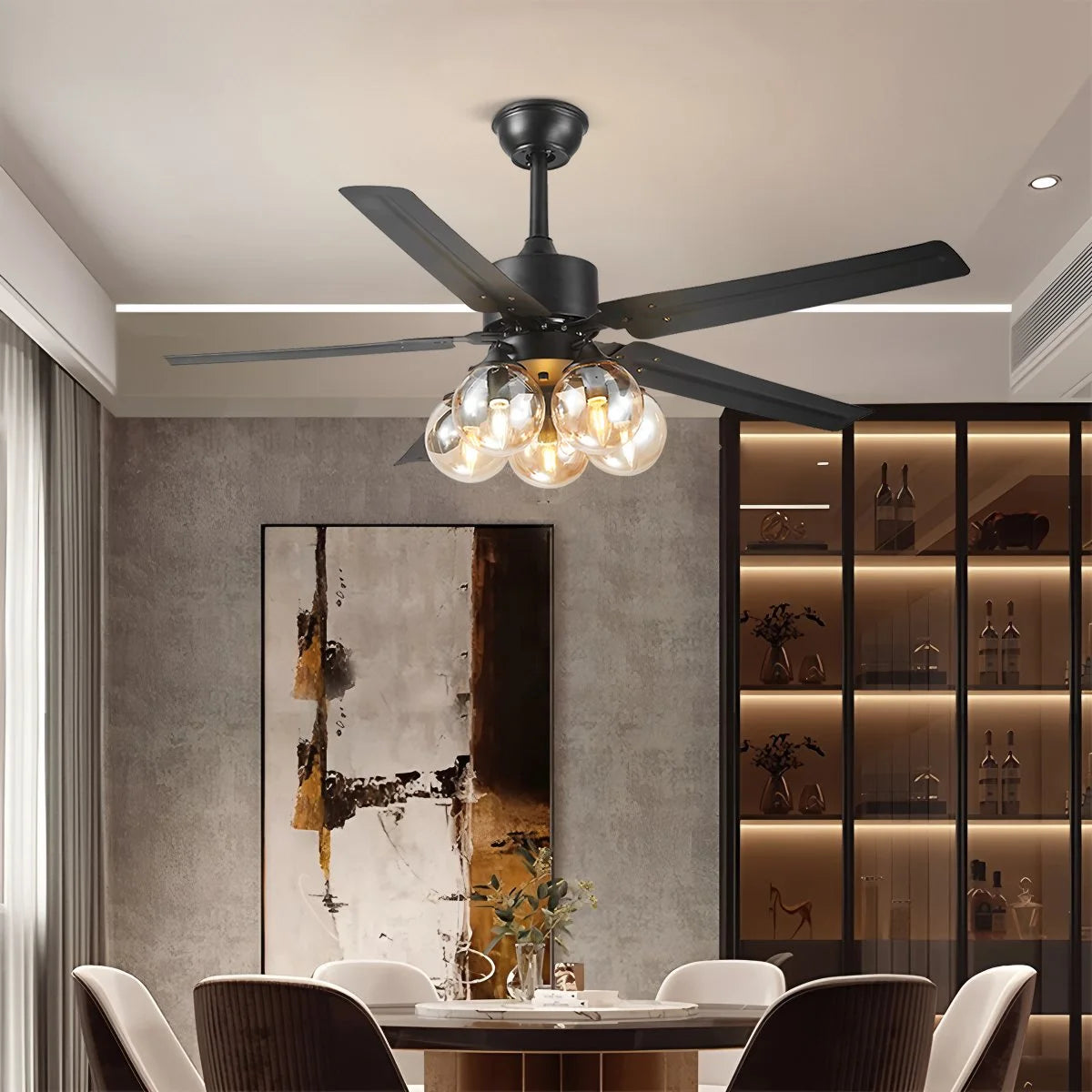 Antizer American Retro Glass Globe Ceiling Fan Light