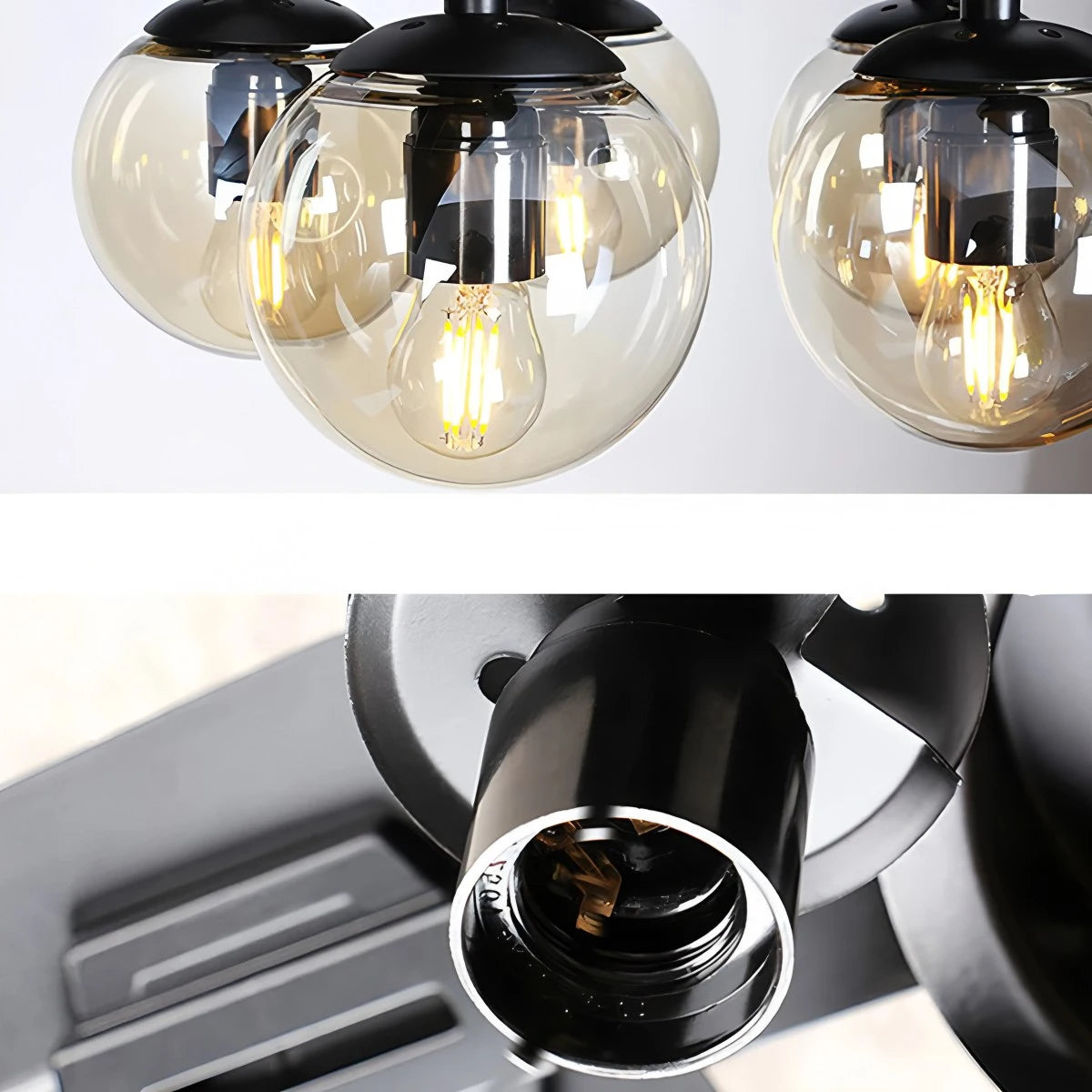 Antizer American Retro Glass Globe Ceiling Fan Light