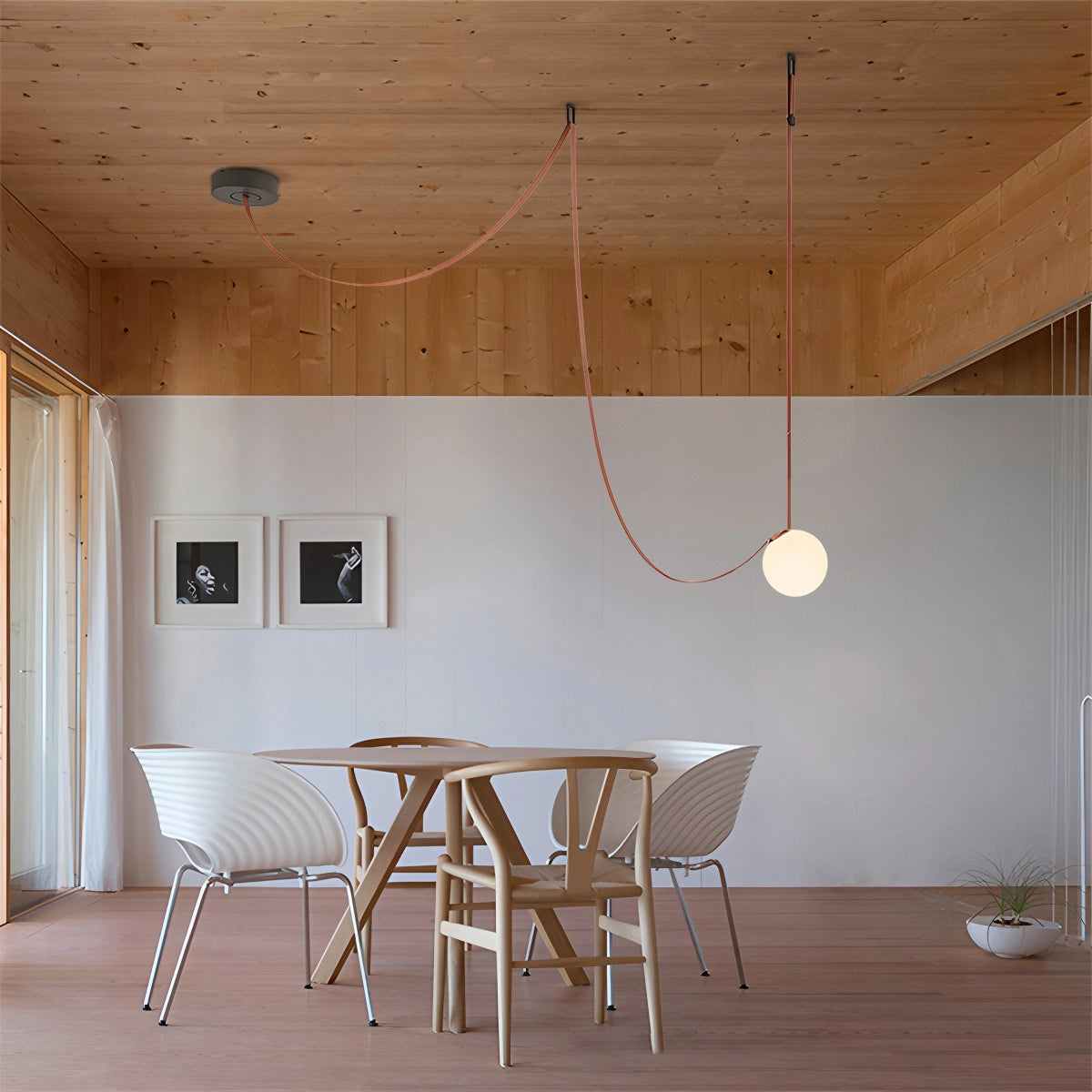 Antizer Modern Leather Strap Globe Pendant Light