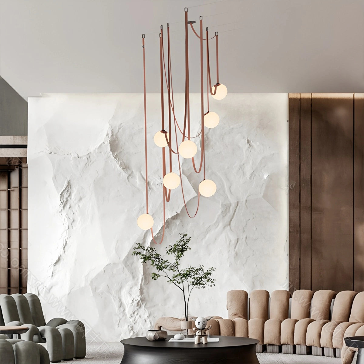 Antizer Modern Leather Strap Globe Pendant Light