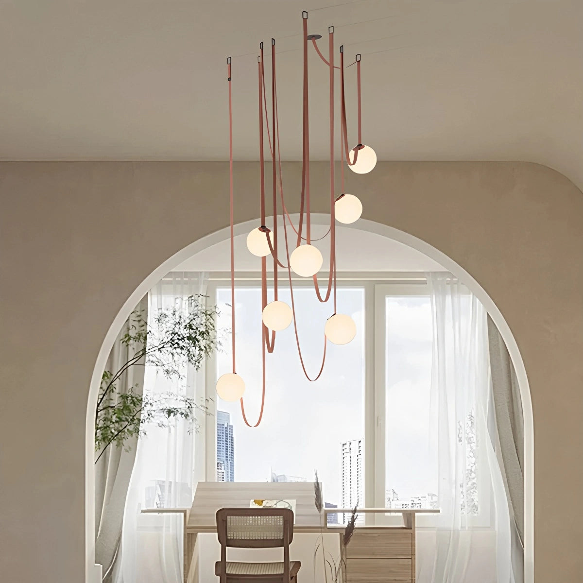 Antizer Modern Leather Strap Globe Pendant Light