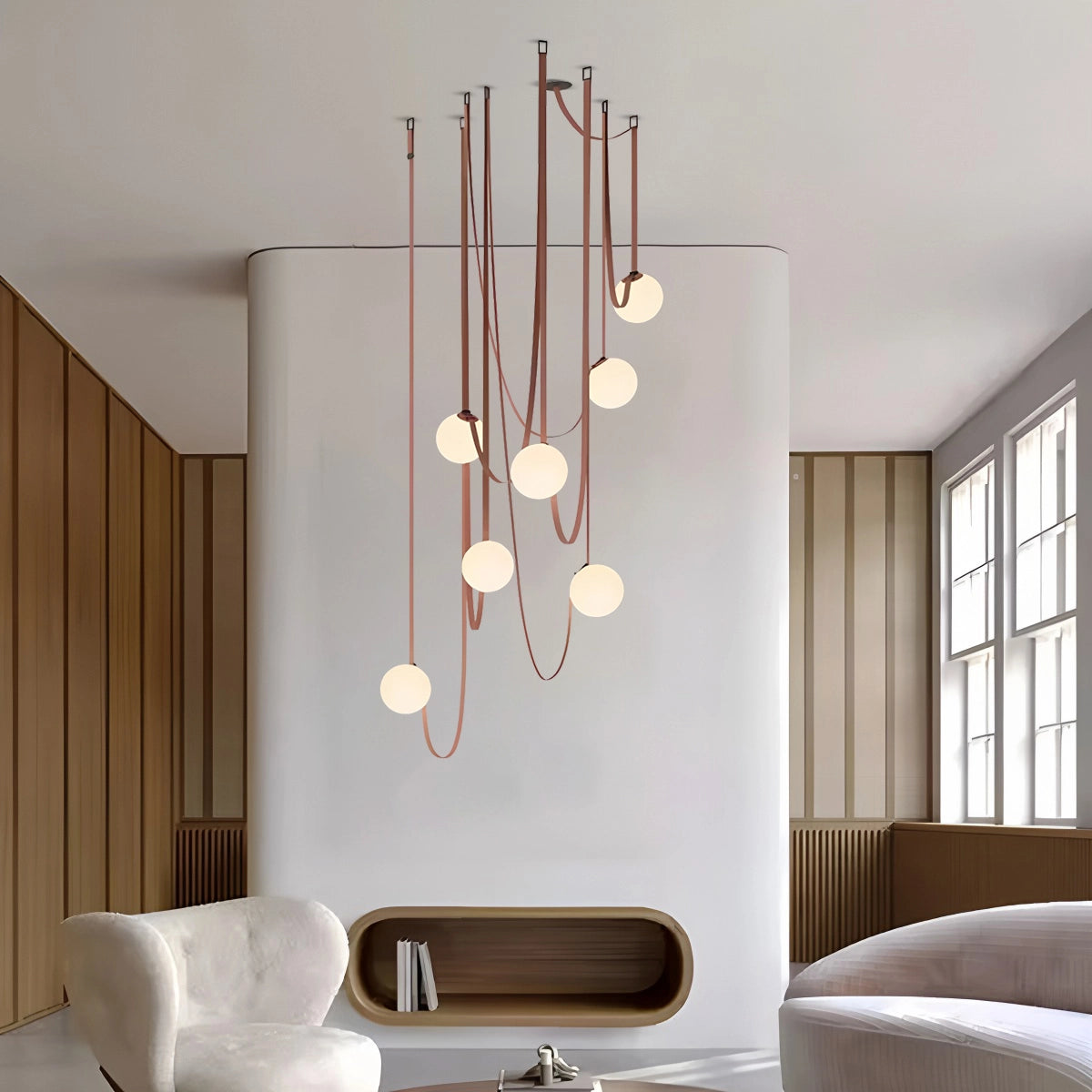Antizer Modern Leather Strap Globe Pendant Light