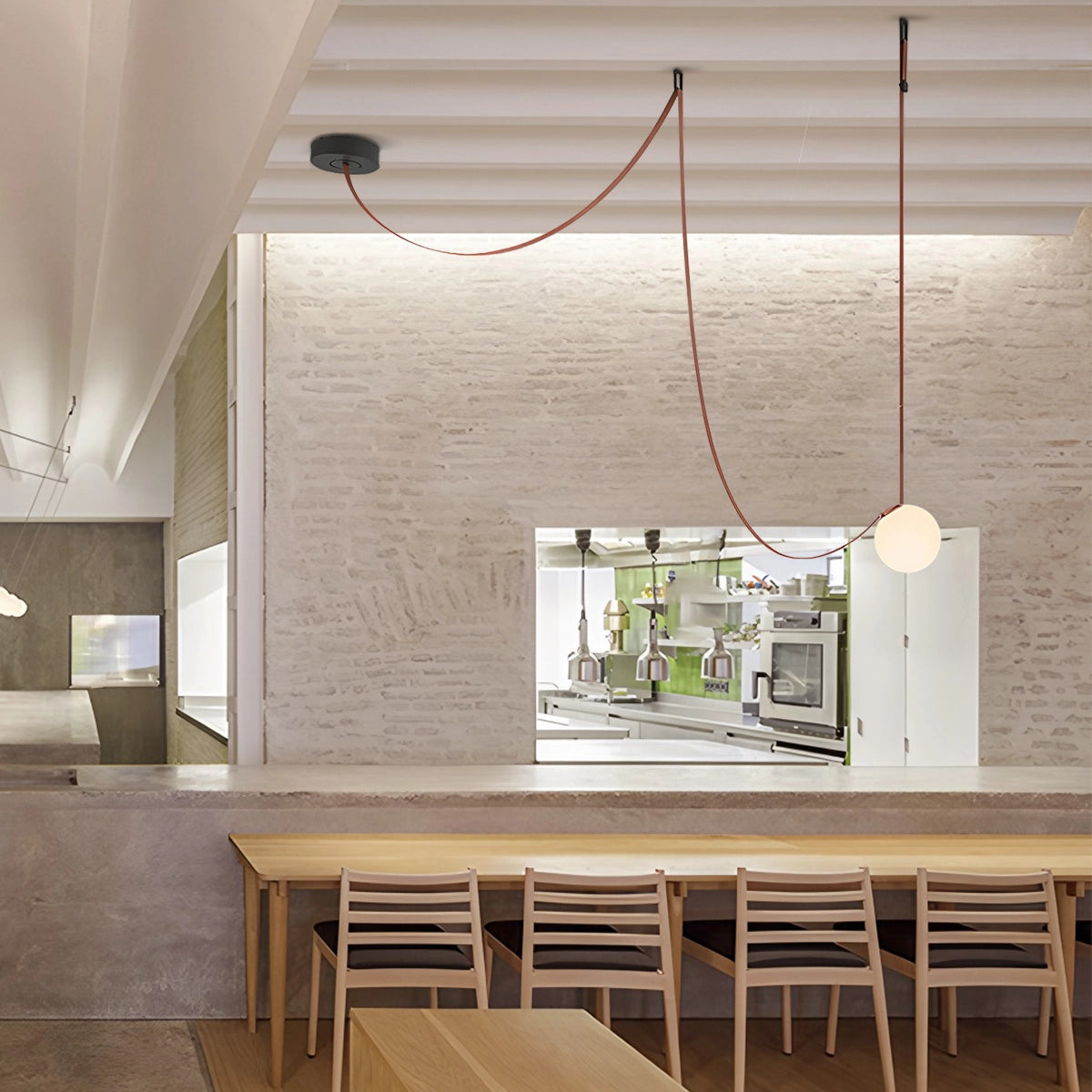 Antizer Modern Leather Strap Globe Pendant Light