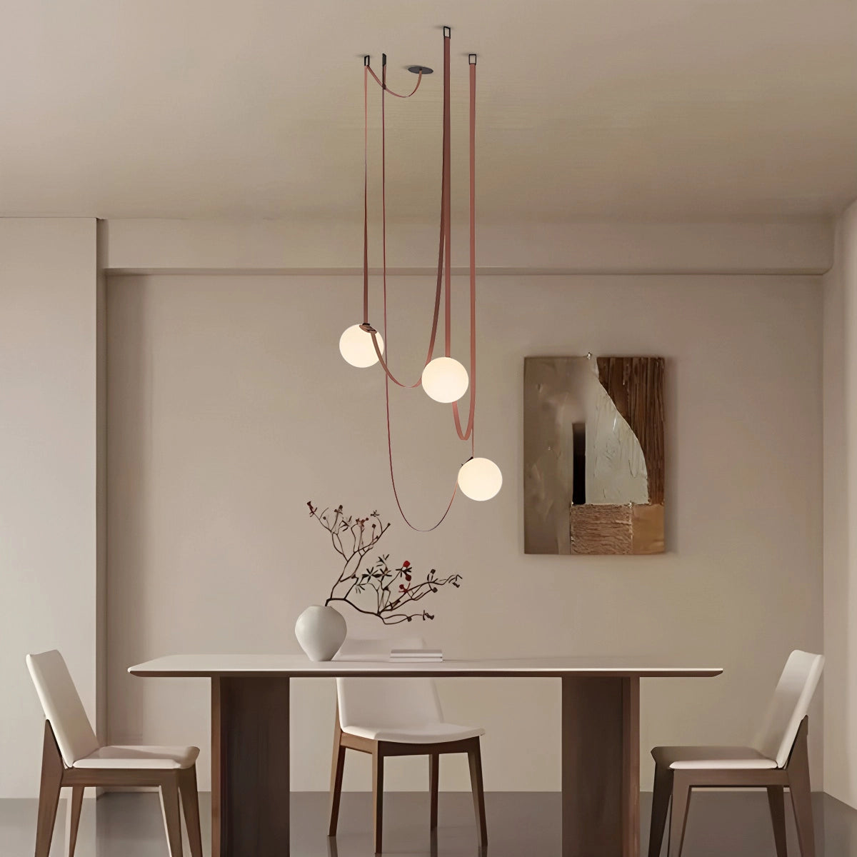 Antizer Modern Leather Strap Globe Pendant Light