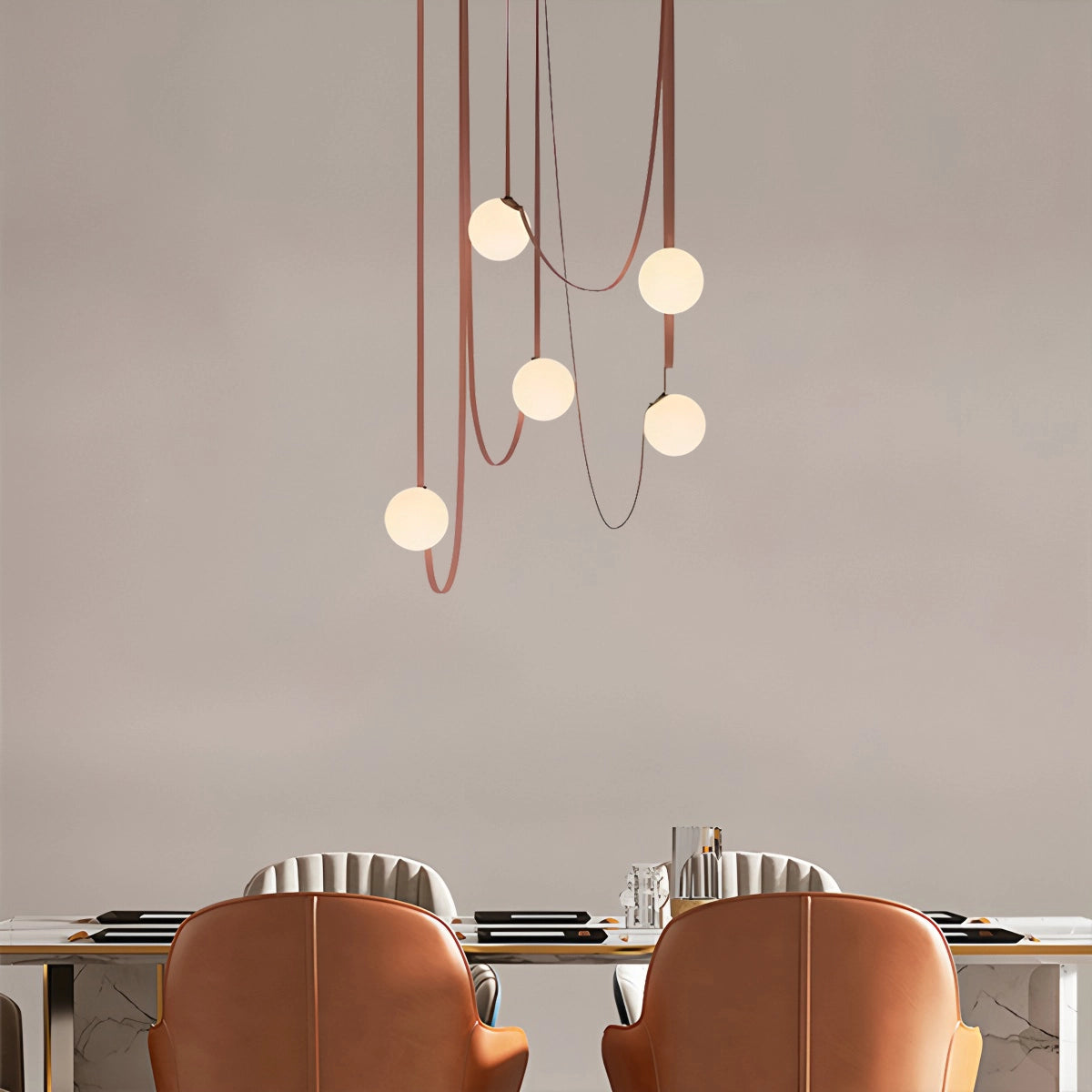 Antizer Modern Leather Strap Globe Pendant Light