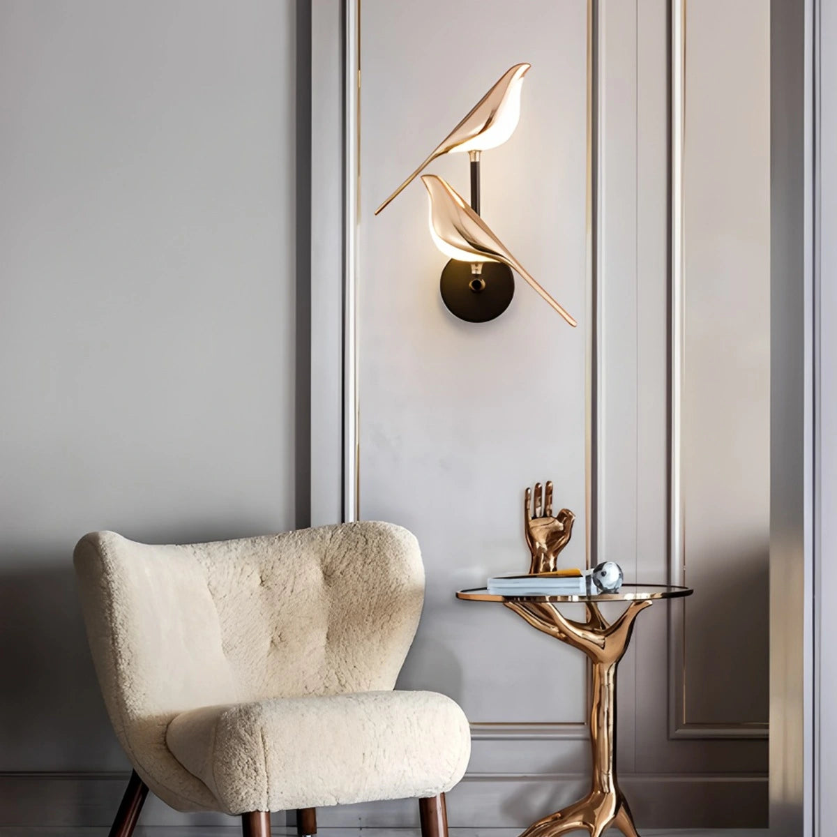 Antizer Gold Birds Wall Sconce for Bedroom