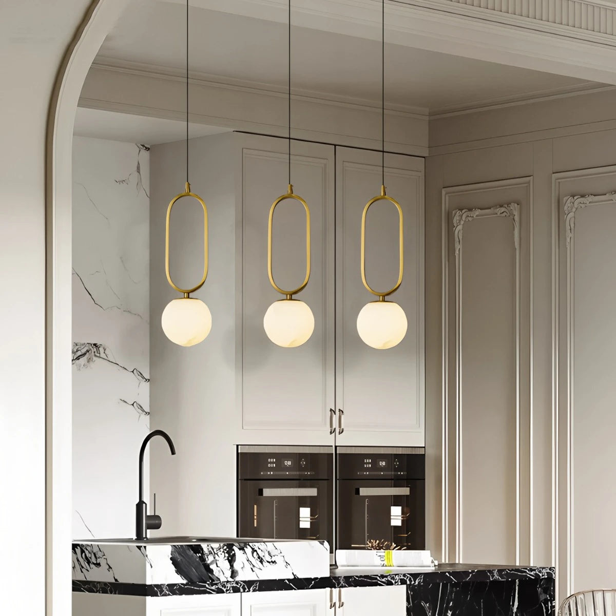 Antizer Gong Marble Globe Pendant Light for Bedroom