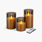 Antizer Gray Acrylic Glass Pillar Flameless Candle 12 Pack × 6