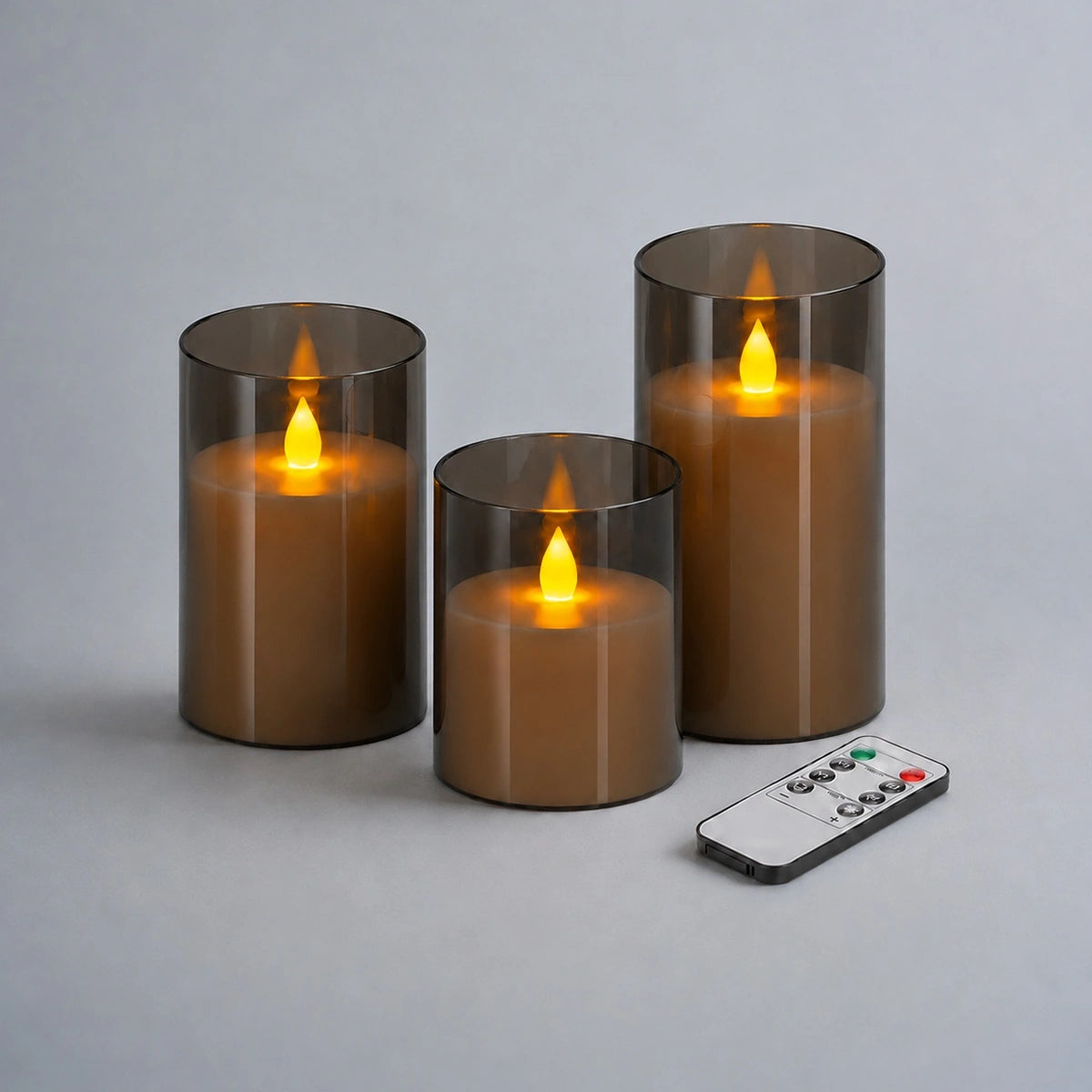 Antizer Gray Acrylic Glass Pillar Flameless Candle 12 Pack × 6