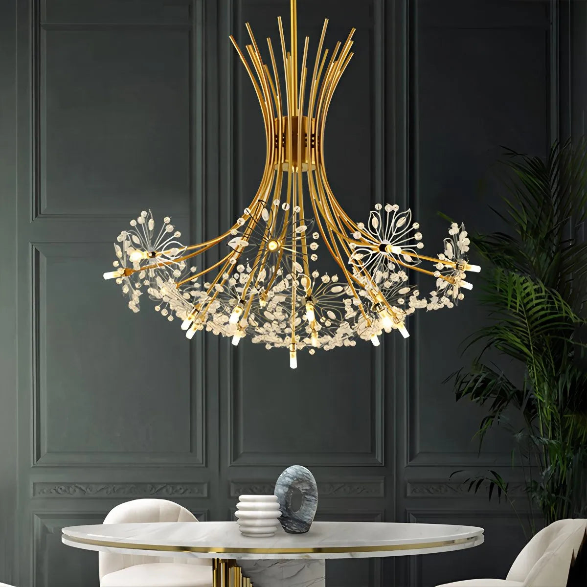 Antizer Gypsophila Bouquet Crystal Flower Chandelier