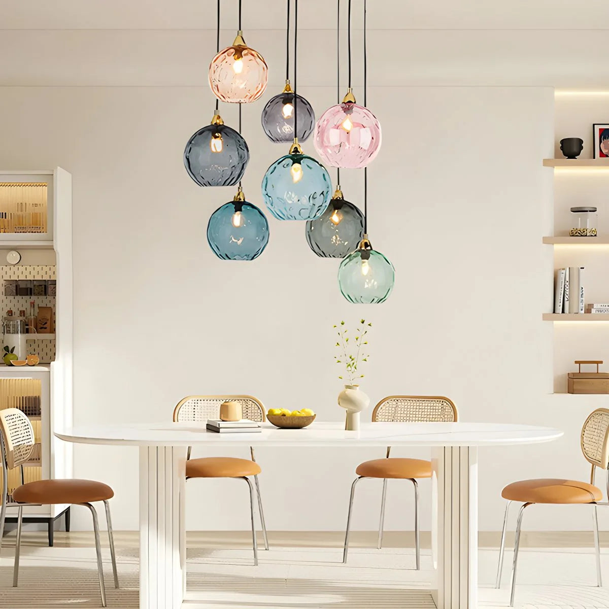 Antizer Colorful Glass Ball Pendant Light for Living Room