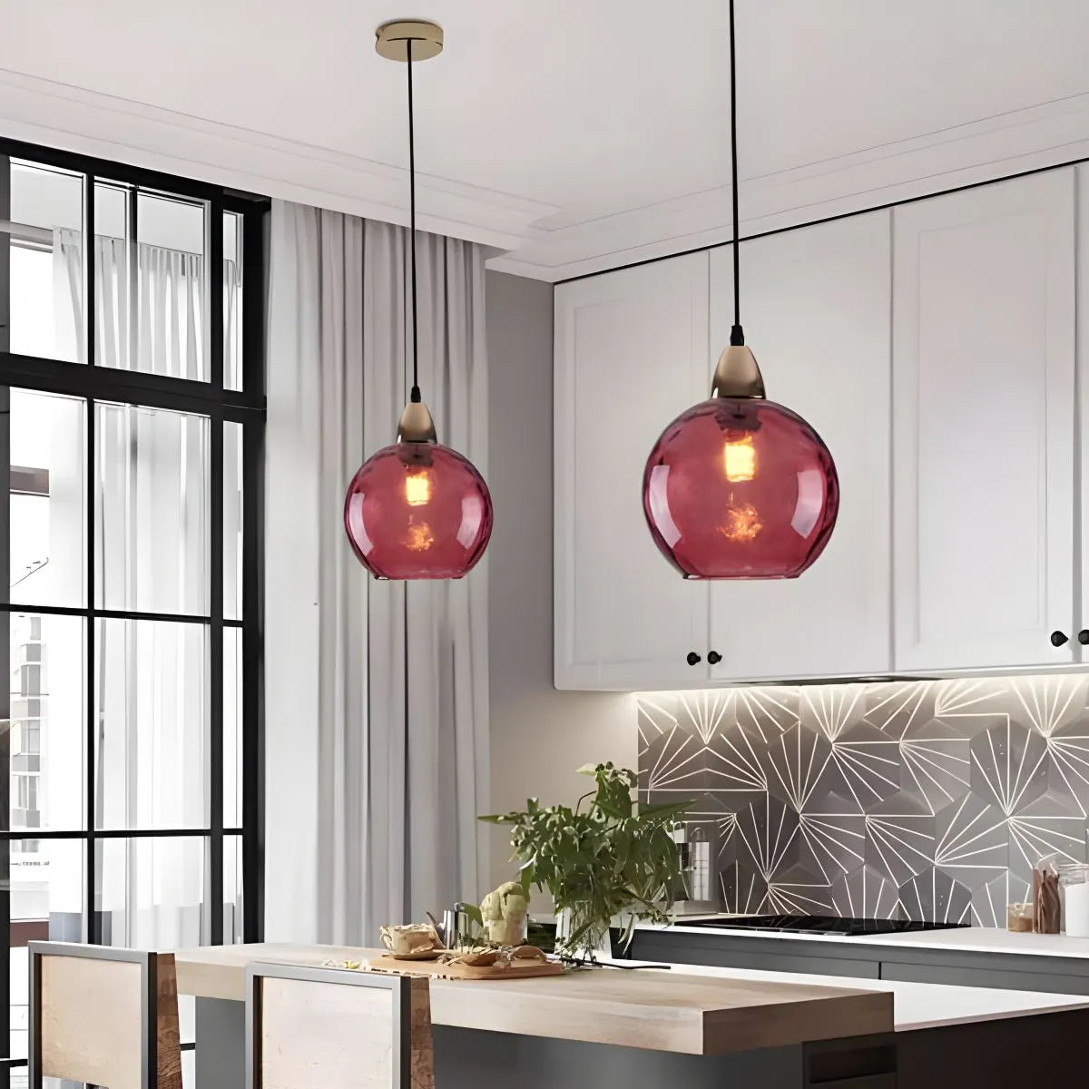 Antizer Colorful Glass Ball Pendant Light for Living Room