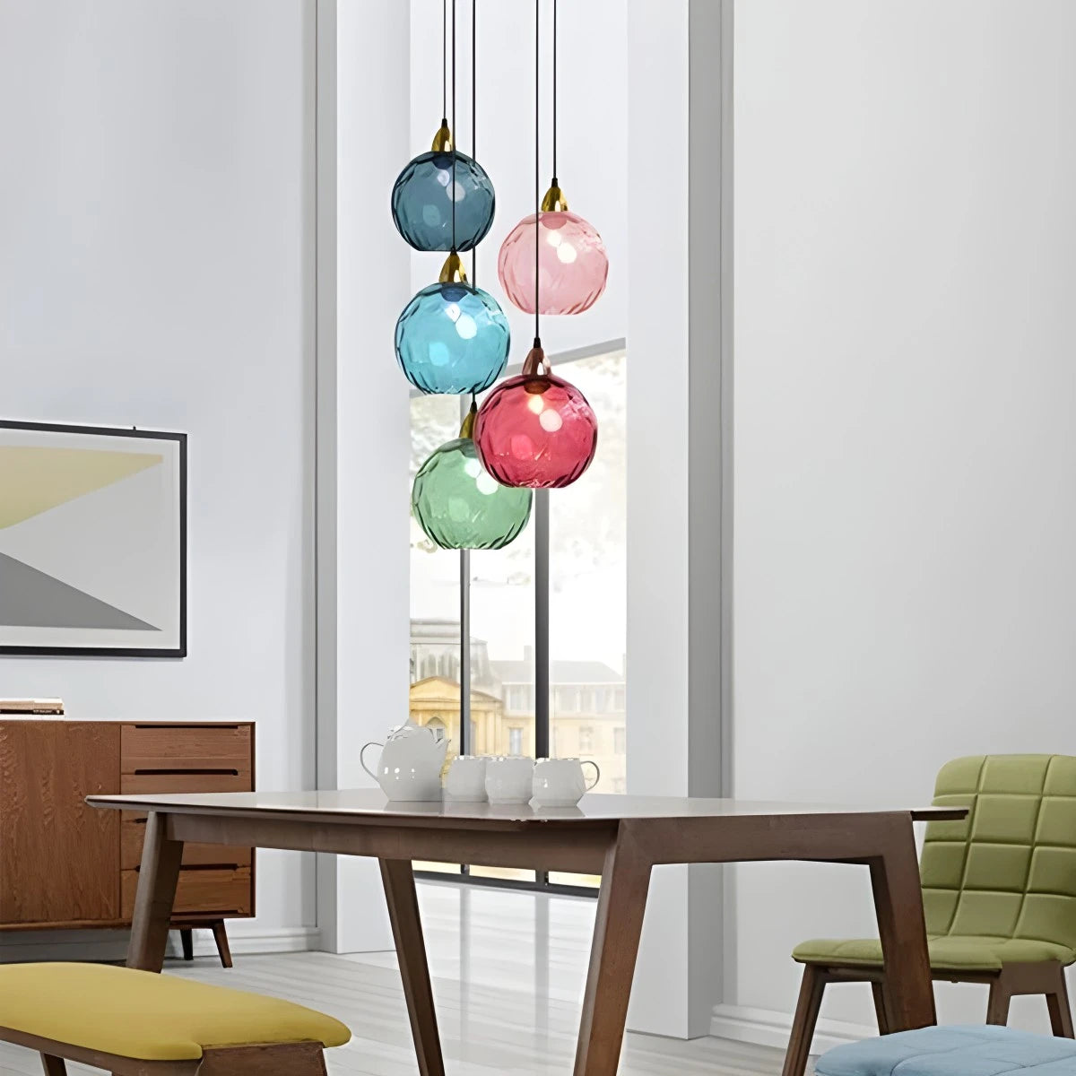 Antizer Colorful Glass Ball Pendant Light for Living Room