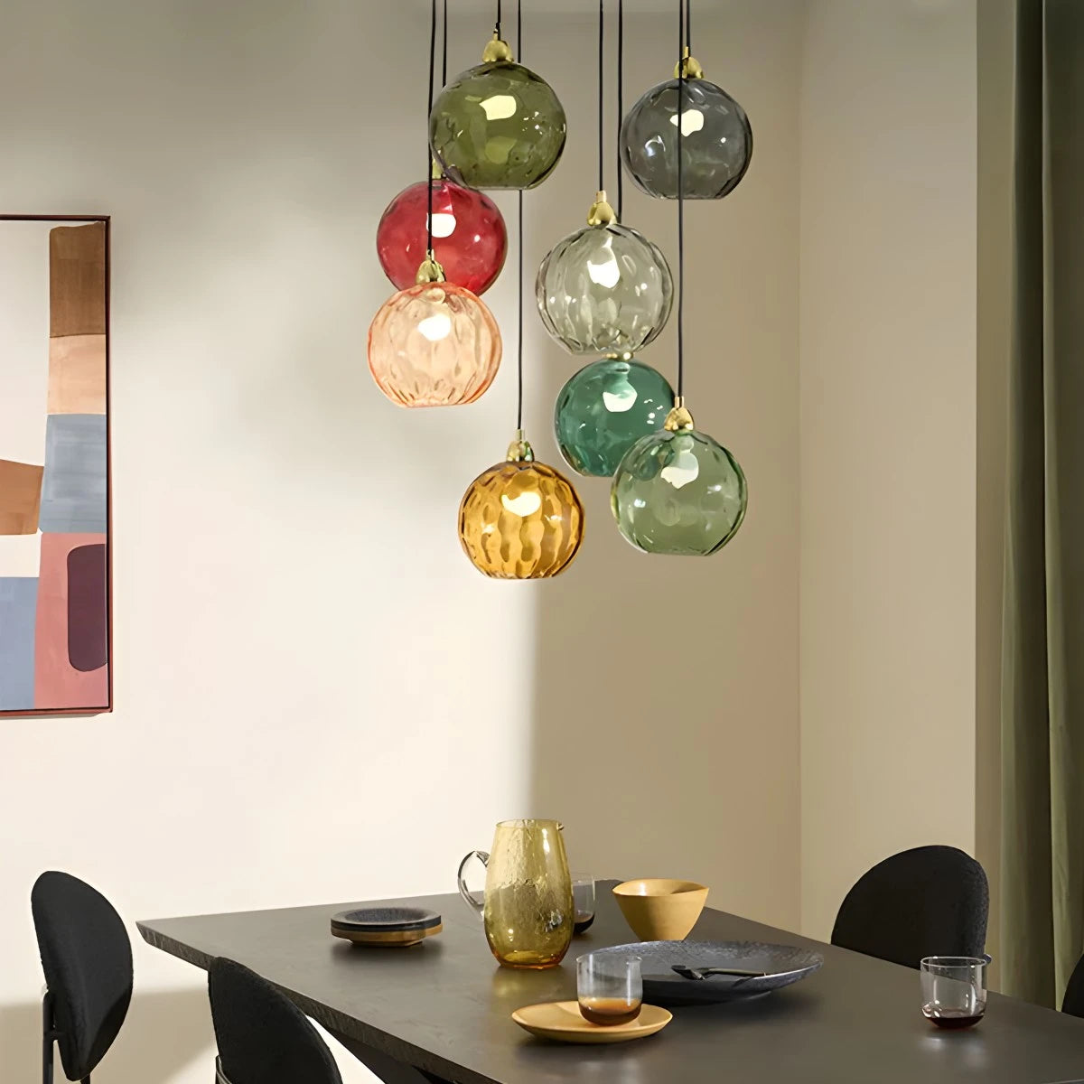 Antizer Colorful Glass Ball Pendant Light for Living Room