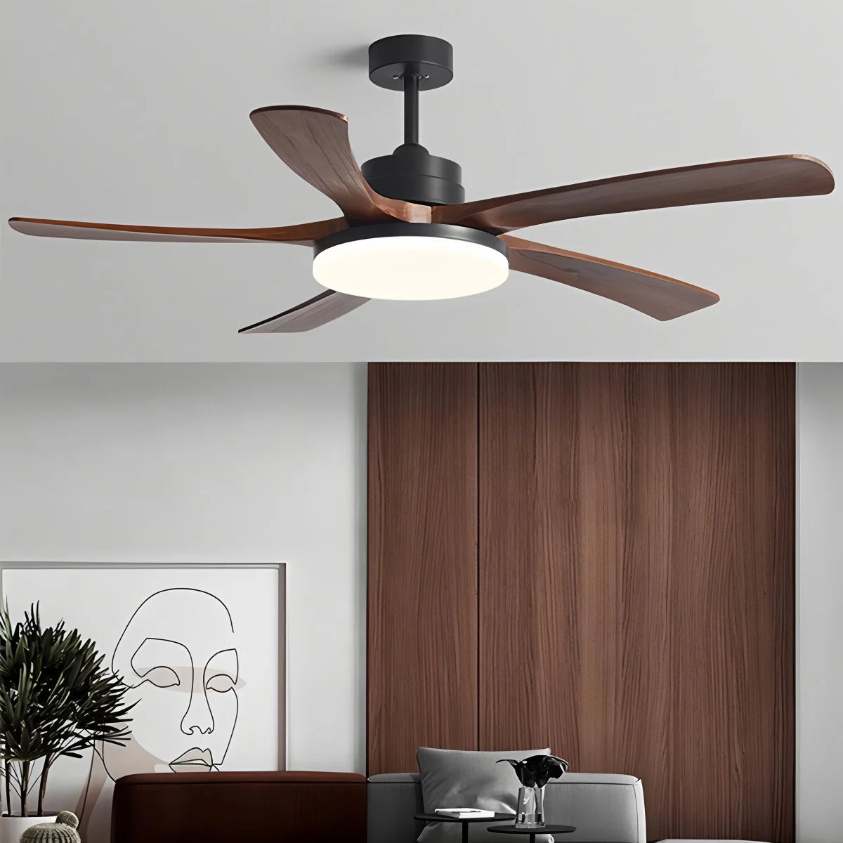 Antizer High Wind Solid Wood Ceiling Fan Light