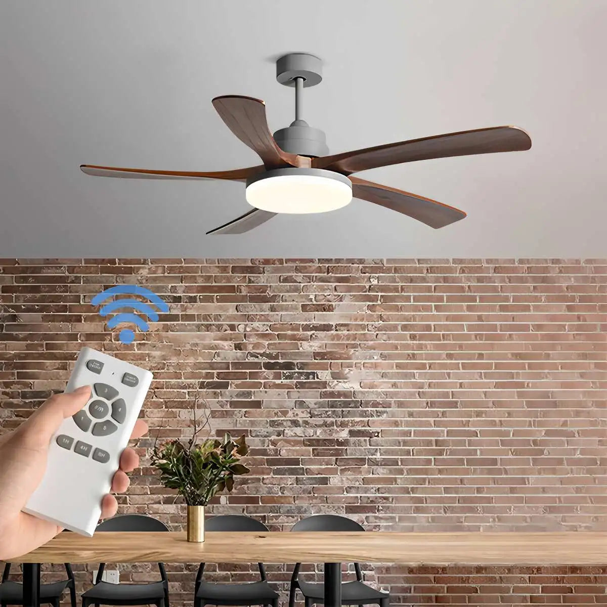 Antizer High Wind Solid Wood Ceiling Fan Light