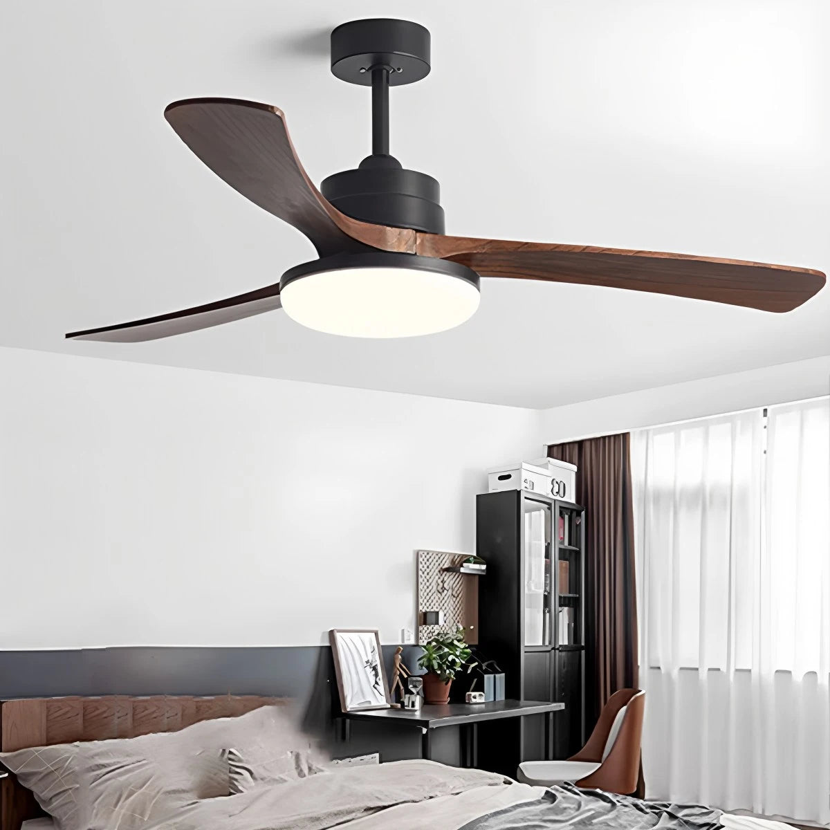 Antizer High Wind Solid Wood Ceiling Fan Light
