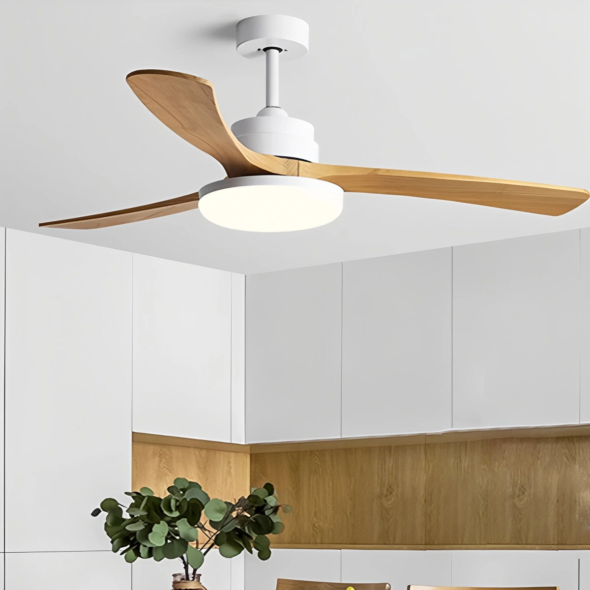 Antizer High Wind Solid Wood Ceiling Fan Light