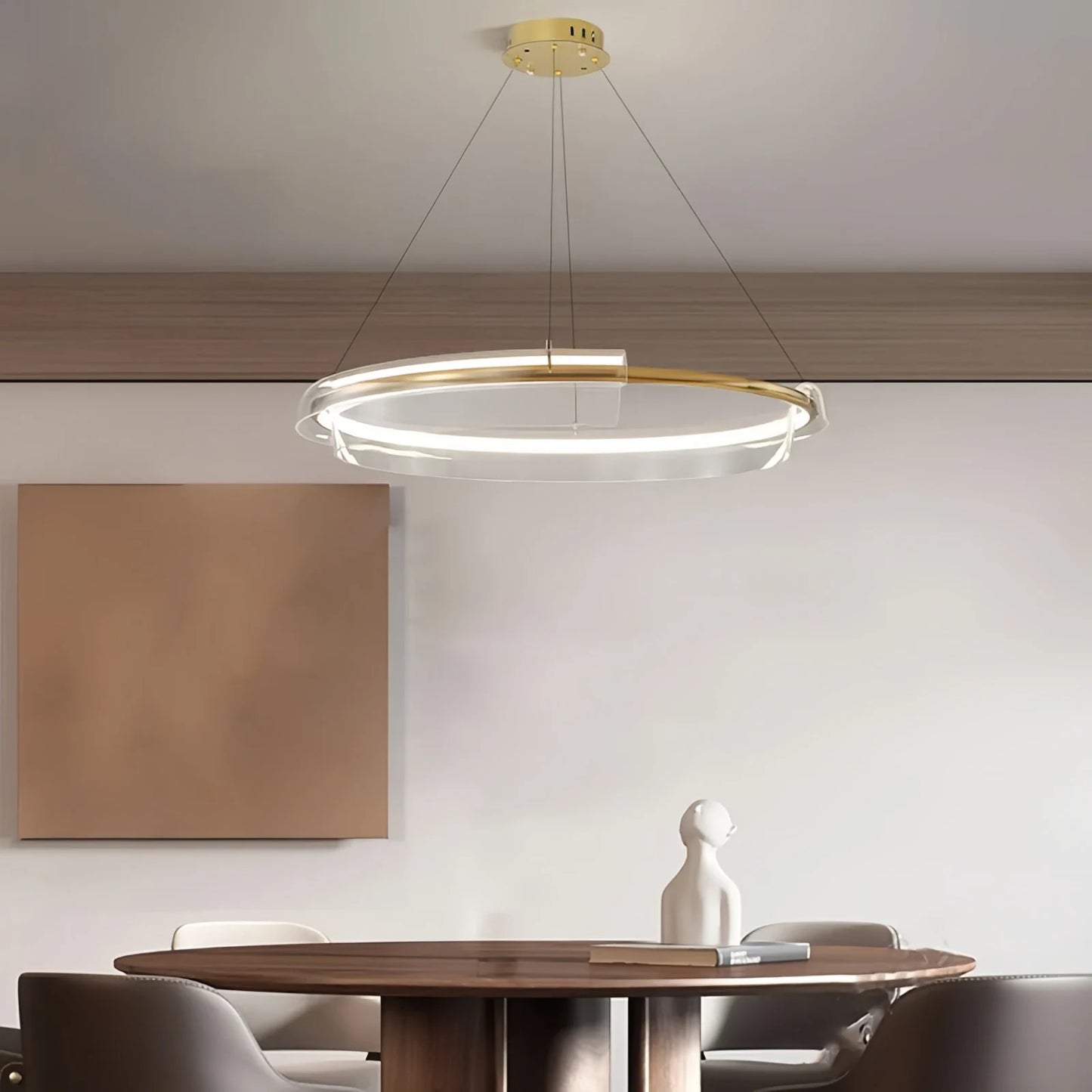 Antizer Iron Acrylic Circular Chandelier for Living Room