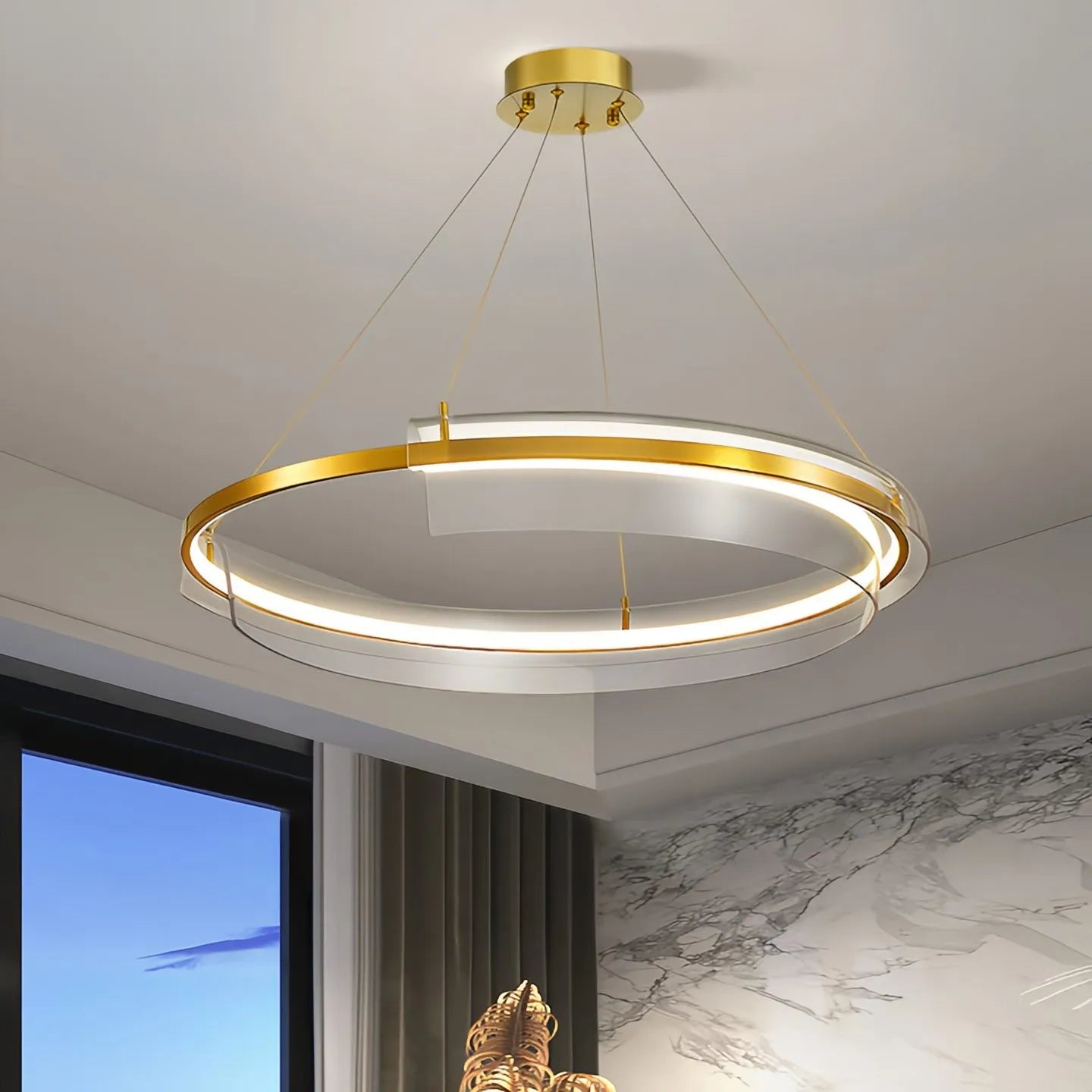 Antizer Iron Acrylic Circular Chandelier for Living Room