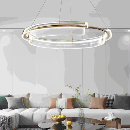 Antizer Iron Acrylic Circular Chandelier for Living Room