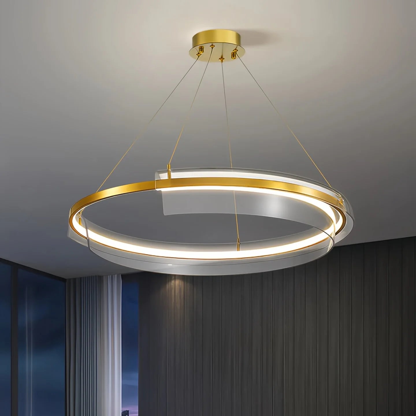 Antizer Iron Acrylic Circular Chandelier for Living Room